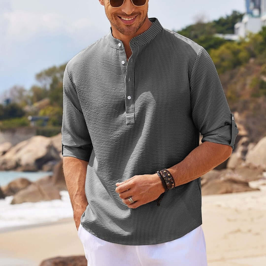 Chemise Manches Longues en Lin Classique Pour Hommes