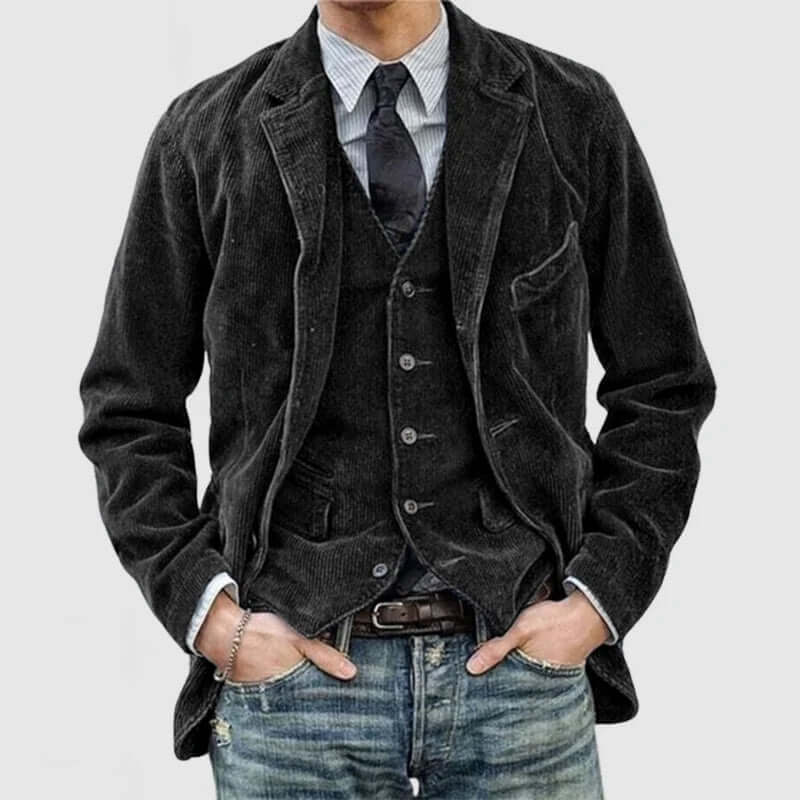 Veste en Velours Côtelé Élégante et Intemporelle Pour Homme